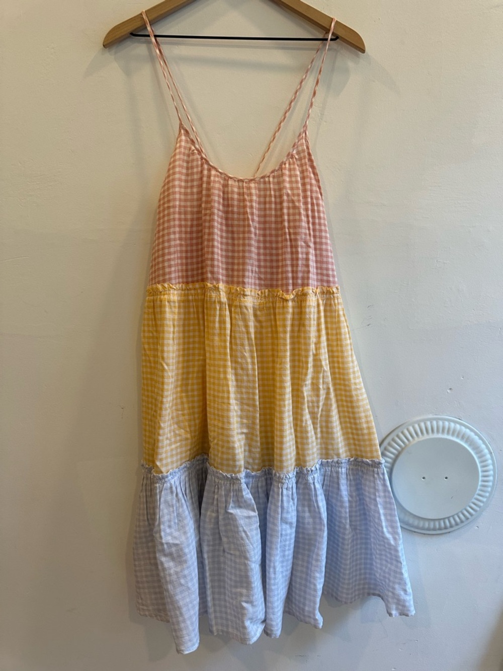 Madewell Pink and White Gingham Top